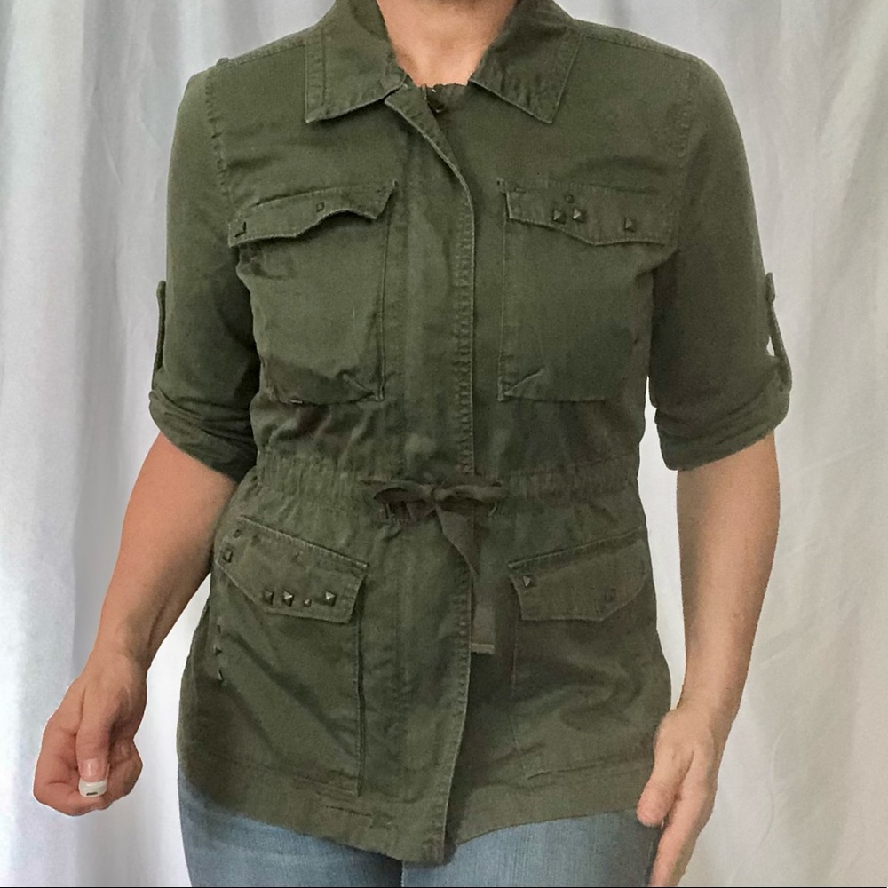 Calvin Klein Jeans green olive jacket, size small / petite, EUC